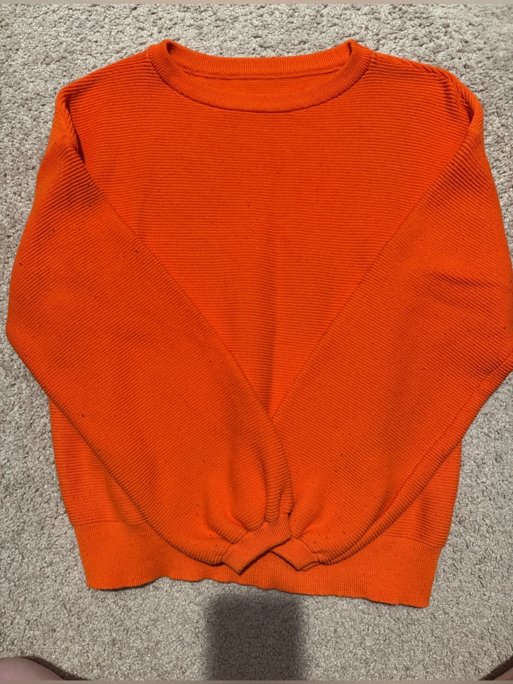 Amazon Women's Crewneck Sweater in Vibrant Orange